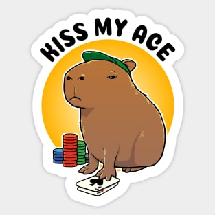 Kiss my ace Poker Capybara Sticker